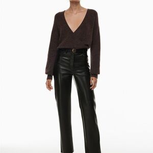 Aritzia Melina Black Leather Pants